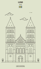 Fototapeta na wymiar Lund Cathedral, Sweden. Landmark icon