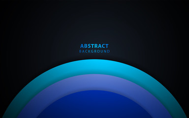 Dark abstract background with blue overlap layers texture. Vector design template for use for wallpaper, poster, brochure, cover, banner, advertising, corporate.