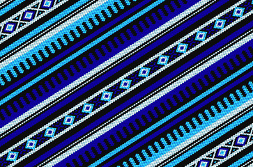 Diagonal Blue Theme Arabian Sadu Weaving Middle Eastern Traditional Rug Texture - obrazy, fototapety, plakaty