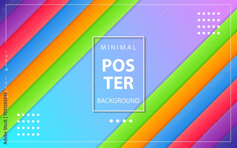 Poster abstract trendy colorful background with realistic overlap concept. paper shape vector design templa