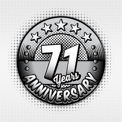 71st anniversary logo. Seventy-one years celebrating anniversary logo. Vector and illustrations. 