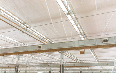 Close-up of steel structure greenhouse structure