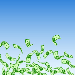 American dollar notes falling. Floating USD bills 