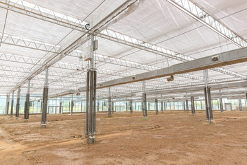 Close-up of steel structure greenhouse structure
