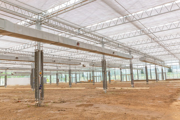 Close-up of steel structure greenhouse structure