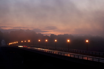 Rural bridge in West Virginia at sunset
