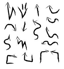 Illustration of Grunge Sketch Handmade Watercolor Doodle Vector Arrow Set Collection
