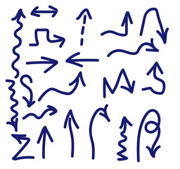 Illustration of Grunge Sketch Handmade Watercolor Doodle Vector Arrow Set Collection