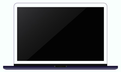 Realistic modern blue and white metal notebook isolated on white background. Digital display mockup template. Vector illustration