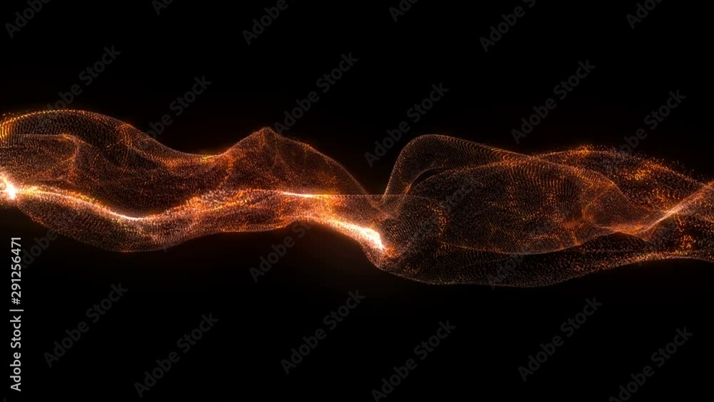 Poster 4k abstract loopable blue cg motion waving dots texture with glowing defocused particles. cyber tech