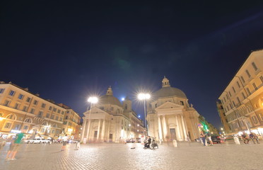 Popolo square night cityscape Rome Italy
