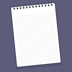 Realistic notebook or notepad with binder. Memo note pad or diary paper page templates. Vector illustration