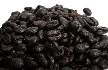 black coffee grains isolated