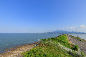 雲仙太良シーライン展望所　堤防道路　長崎県諫早市