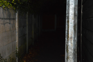 the walls in an alleyway