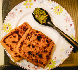 Healthy indian stuffed parotha.