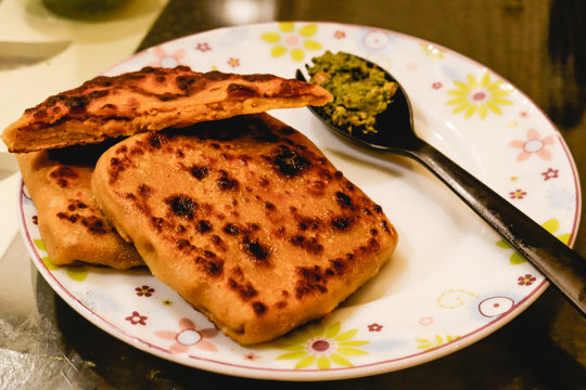 Healthy indian stuffed parotha.