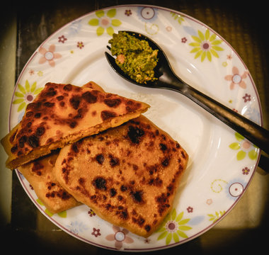 Healthy indian stuffed parotha.