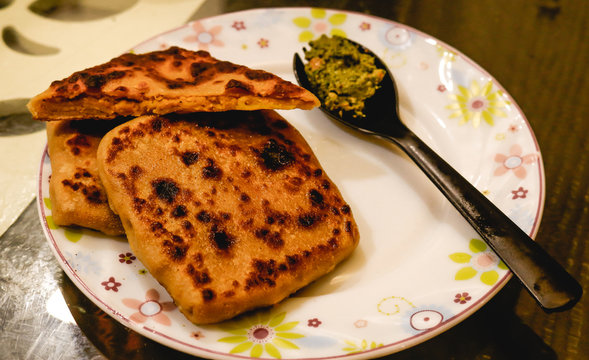 Healthy indian stuffed parotha.