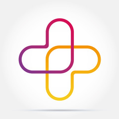 Cross plus heart medical logo icon design template elements - obrazy, fototapety, plakaty
