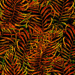 Tropical seamless pattern. Watercolor tangled palm