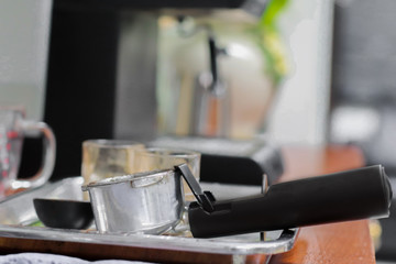 man working in cafe