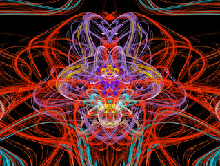 Alien. UFO. Creature from another dimension. Computer Generated Art. Abstract Graphic Design. Magic energy multicolored fractal. 3D rendering. 