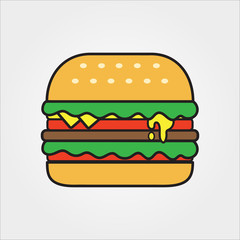 Fast Food logo hamburger burger dinner icon symbol badge template vector
