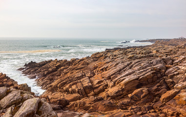 Beautiful landscape on the Brittany coastline in North of France.