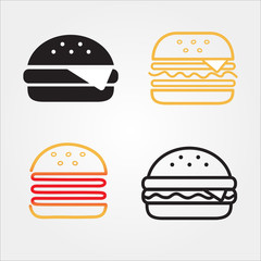 Set of Fast food Burger logo icon symbol template badge vector 