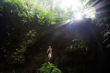 Woman in jungle on Bali, Indonesia 