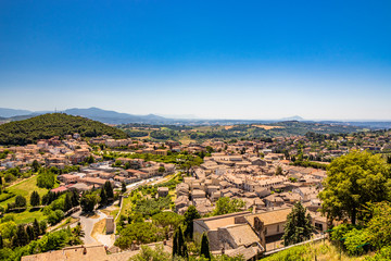 The ancient and beautiful city of Amelia, in Umbria, seen from above. The view of the green Umbrian...