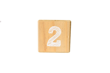 Wood cube numer isolated on background