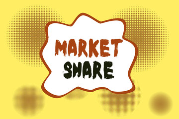 Text sign showing Market Share. Business photo showcasing The portion of a market controlled by a particular company Halftone circles vanishing. Abstract seamless round pattern. Gradient