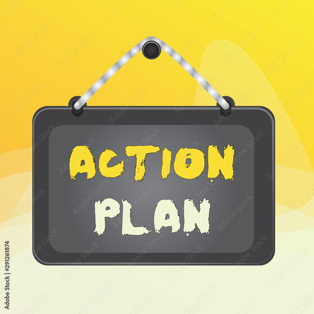 Poster writing note showing action plan. business concept for list of things or schedule to be made thia cu