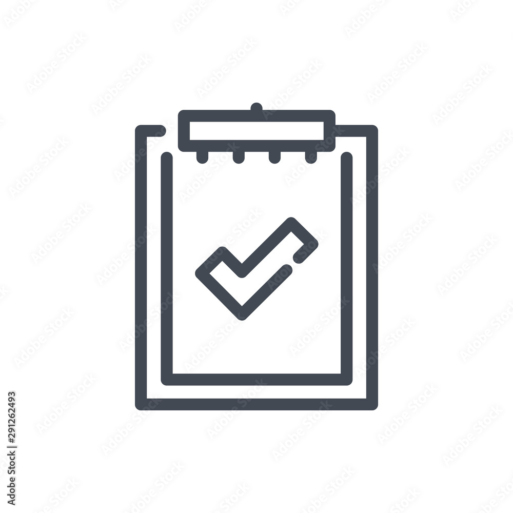 Poster approved report line icon. clipboard with check mark vector outline sign.