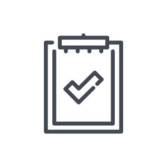 Approved report line icon. Clipboard with check mark vector outline sign.