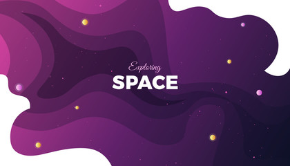 Space Exploration background design, modern gradient vector template with flat style cosmic illustration