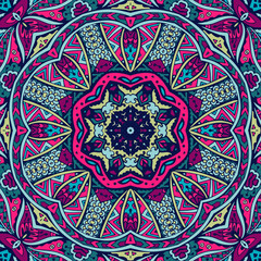 Festival art vector seamless pattern mandala. Ethnic geometric print.