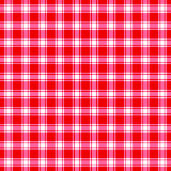 Red check print seamless pattern. New Year's textile. Vector illustration. Design for fabric, wrapping paper, wallpaper.