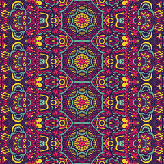 Vector seamless pattern flower colorful mexican art