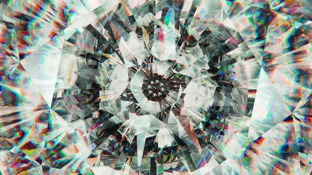 Diamond shine macro rotate seamless loop with kaleidoscope effect