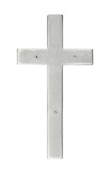 Metal cross on a white background