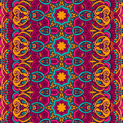 Abstract festive colorful floral vector ethnic tribal pattern