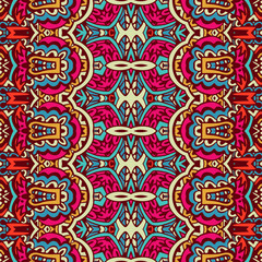 Festive colorful seamless vector pattern psychedelic doodle art