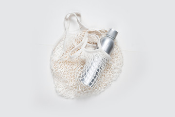 Zero waste flat lay. Eco friendly kitchen utensils, concept of ecology, recycling, no plastic,zero waste