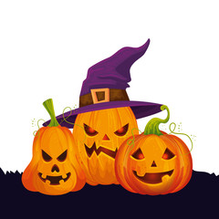 halloween pumpkins with witch hat