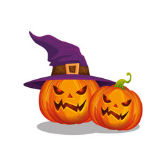 halloween pumpkins with witch hat