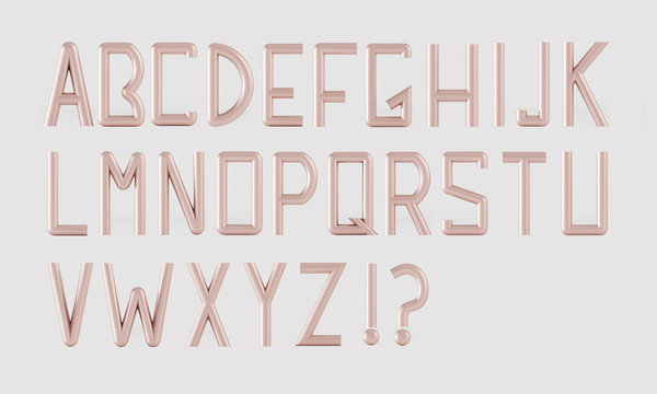 Alphabet uppercase font tubular style  - 3D illustration