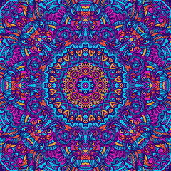 Obraz premium Abstract festive colorful floral vector ethnic tribal pattern